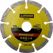 STAYER UNIVERSAL 115 мм, диск алмазный отрезной сегментный, бетон, кирпич, гранит, плитка, черепица, песчаник (115х22.2 мм, 7х2.0 мм), 36671-115