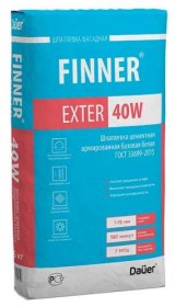 Шпатлевка цементная армированная базовая белая FINNER® EXTER 40 W
