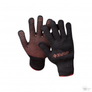 ЗУБР МАСТЕР р. L-XL, перчатки трикотажные утепленные,  с противоскользящим ПВХ покрытием (точка), 7 класс