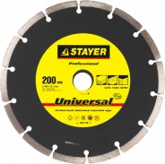 STAYER UNIVERSAL 200 мм, диск алмазный отрезной по бетону, кирпичу, плитке, граниту, черепице, песчанику (200х22.2мм, 7х2.4мм), 3660-200, Professional