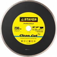 STAYER Clean Cut 115 мм, диск алмазный отрезной сплошной, керамогранит, мрамор, плитка, гранит (115х22.2 мм, 5х1.9 мм), 3664-115, серия Professional